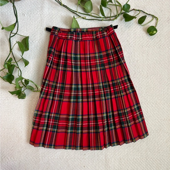 Vintage Plaid Scottish Kilt Style Wool Blend Skirt - Picture 7 of 7